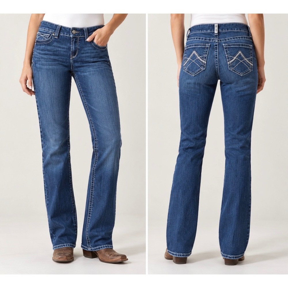 Ariat REAL Straight Leg Jeans Womens 29 LONG Dark Wash Stretch Denim Western